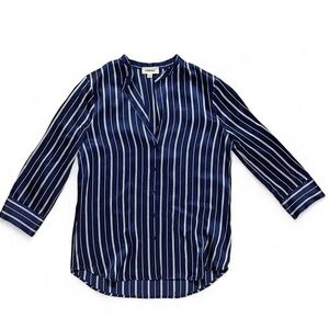 L'AGENCE Navy and White Striped Blouse